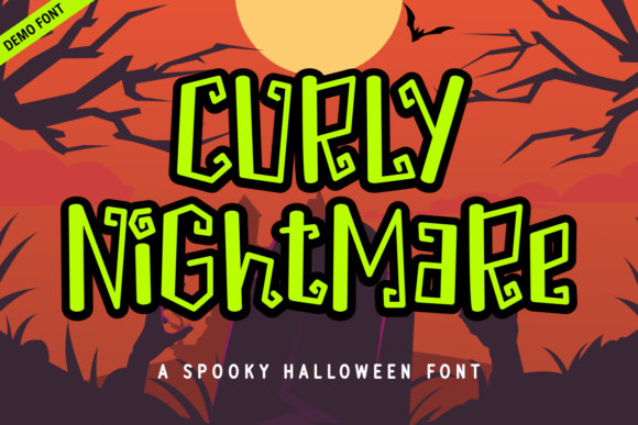 Curly Nightmare Demo Font by Kelik 7ntypes: A Spooky Typeface for Editorial Design